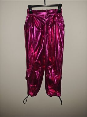Shiny Fuchsia Metallic Jogger Girls Pants Size 130 6x-8